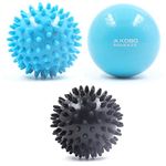 Kobo AC-101 Massage Ball Set of 3 Balls, Soft Spike, Hard Spike, Lacrosse Massage Balls for Self Release Deep Tissue Manual Massager, Muscle Mobility, Post Workout Recovery, Multicolor