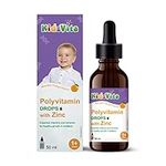 KidzVita - Polyvitamin Drops with Zinc - Kids Multivitamin for 1 to 3 Years - 9 essential Vitamins (Vitamin A, Vitamin B Complex, C & D3) - Mineral of Zinc - Eyesight Support - Immune Boost - Stronger Bones - Healthy Teeth - Natural Mandarin Orange Fla...