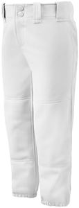 Mizuno Girls Youth Belted Low Rise Fastpitch Softball Pant, White, Youth Large