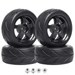 Hobbypark 4-Pack Width:1.02" (26mm) RC Tires & Wheel Rims Hex Mount 12mm for 1/10 Scale RC Vehicle On Road Touring Car Spare Parts