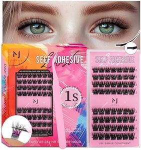 JoMay Self Adhesive Eyelashes Extension Kit Flat Lash Soft Pre-Glued Clusters Press on Lashes No Glue Needed Natural and Wispy Cluster DIY 56PCS (Self Adhesive Lash Ultra Flat Soft X5, 10-16mm MIX)