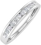 FINEROCK 1/4 Carat Channel Set Diamond Wedding Band Ring in 10K Solid Gold, Metal stone, White Diamond