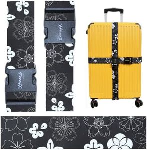 Teeoff Luggage Straps Suitcase Belts Travel Bag Accessories Adjustable (One_Size, Sakura Black White - 2 Pack)
