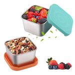 Fentar 2Pcs Snack Pots, 200ml Stainless Steel Food Containers with Lids, Small Snack Boxes for Kids Travel, Leakproof Small Food Containers, Cute Food Storage Containers for Snack Salad Dressing Lunch