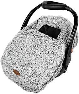 JJ Cole Winter Baby Car Seat Cover - Winter Car Seat Cover for Baby Seat or Stroller - Infant Car Seat Covers with Warm Sherpa Lining - Cuddly Gray