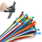 MgcTolBox Coloured Cable Ties 200mm, 8" Reusable Zip Ties-Red/Yellow/Green/Blue/Black/White Heavy Duty Plastic Cable Ties-100pcs