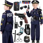 Police Officer Costume for Kids, Police Costume for kids with Police Uniform, Recorder, Halloween Costume for Boys Girls