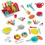 Battat - Toy Kitchen Set – 71pc - Pretend Cooking Accessories – 4 Table Settings & Cutlery – Dishwasher Safe & Worry-Free – Deluxe Kitchen Playset – 2 Years +