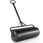 TANGZON 63L/113L Garden Lawn Roller, Water Sand Filled Outdoor Grass Roller with Removable Drain Plug & Scraper Bar, Heavy Duty Metal Lawn Push Rolling Tool, 30/40CM Diameter (99 x 30 x 137cm, Black)