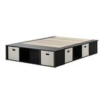 South Shore Furniture Flexible Platform Bed with Storage and Baskets, Full 54-Inch, Black Oak