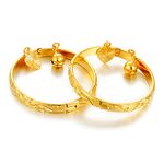 Ethlyn Christmas Gifts for baby 18K Gold plated Mini Size Baby Bangles Bracelet for infants girls boys Stars Bells Heart Jewelry (2pcs/lot), 4.5cm, Metal