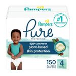 Pampers Pure Protection Diapers - Size 4, 150 Count, Hypoallergenic Unscented Disposable Baby Diapers