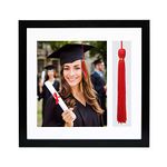 Americanflat 13x13 Graduation Frame with Shatter-Resistant Glass - Fits 8x10 Photo with Tassel Opening - Signature Collection - Diploma Frame with Tassel Holder for Wall Display - Black