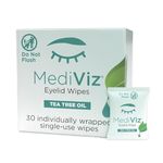 Mediviz Tea Tree Eyelid Wipes - Exfoliating, Purified, Hypoallergenic Eyelid Scrubs That Help With Crusty Eyelashes, Eyelid Bumps, Allergies, Demodex Mites, Clogged Meibomian Glands, Eyelid Irritation