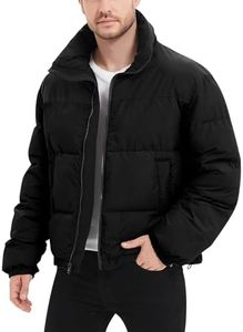 Flygo Men Puffer Jacket Winter Coats Water Resistant Long Sleeve Zip Up Lightweight Quilted Down Jackets(Black-S)