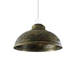 LEDSone Industrial Ceiling Pendant Light Shades, Brushed Brass Easy Fit Lamp Shade 29cm Retro Vintage Style Curvy Dome Shaped Pendant Lamp Shade for Pendant Ceiling Lights