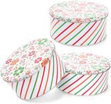Yopay 3 Pack Metal Cookie Tins, Round Cookie Gift Tins for Storing Patisseries, Puff Pastries Craft Supplies, Baking Cake Container for Easter, Christmas and Year Round