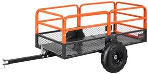 VEVOR 22 Cu.Ft 1600Lbs Steel ATV UTV Trailer Tow Behind Dump Cart, Heavy Duty Pull Behind Utility Dump Trailer for Lawn Mower Trailer Tractor Garden Yard with Removable Rear Panel