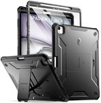 Poetic Revolution Case Designed for iPad Air 13 (2024) / iPad Pro 12.9 (2022) / iPad Pro 12.9 (2021), Full-Body Rugged Shockproof Protective Cover with Kickstand and Built-in-Screen Protector, Black