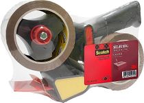 Scotch Pistol Grip Dispenser + Secure Seal Packaging Tape Brown 50 mm x 66 m 1 Dispenser + 2 Rolls/Pack - Ideal for Packing Boxes and Parcels