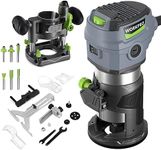 WORKPRO Compact Router Combo Kit, 6.5 Amp Compact Router Fixed Base & Plunge Router for Woodworking Slotting Trimming, 6 Variable Speeds to 32000 RPM