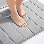 Leelarug Memory Foam Bath Mat Grey - 15 x 23 Inch, Soft and Absorbent, Quick Dry Bathroom Mat