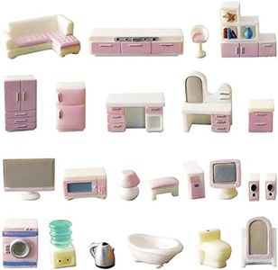 JKanruh 23 Pcs Miniature Furniture Kit Living Room Fake House Set,Kids Little Dollhouse Furniture Toys Dollhouse Accessories