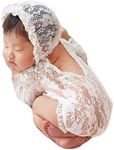 Baby Photography Props Lace Hats Rompers Newborn Girl Photo Shoot Outfits Hat Set Infant Princess Costume (White)