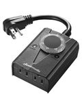 DEWENWILS Outdoor Photocell Outlet Light Timer Weatherproof, Countdown Heavy Duty Plug in 2 Grounded Electrical Outlets, for Landscape Garden Holiday Light, 15A 1/2HP UL Listed
