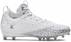 Under Armour Spotlight Clone 3.0 MC Mens Football Cleats, White/Metallic Silver, 12