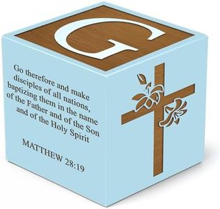 Personalized Baby Baptism Wood Block, Customized Laser Engraved Baptism Gifts for Boys & Girls, Custom Wooden Name Blocks, Personalized Catholic Bible Name Engraved Wood Blocks Handcrafted in the USA