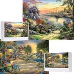 Jigsaw Puzzles 1000 Pieces for Adults,2 Pack 1000 Pieces for Adults,1000 Piece Puzzles for Adults,Thomas & Kinkade Puzzle,Gifts for Women & Mom