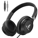 Arcismati A09 Portable Wired Headphones with in-Line Microphone, Over-Ear Stereo Noise Isolating Head Phones with Adjustable, Foldable Headband for Computer, Laptop & Cell Phone (Black)