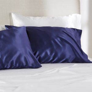 Bedsure Satin Pillowcase – Navy Blue, Soft Silky Pillow Cover