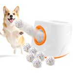 Orifesio Automatic Dog Ball Launcher, Automatic Ball Thrower for Dogs with 6 ETPU Tennis Balls, 3 Launch Distance, Interactive Pet Toys for Small Dogs, Pet Launcher Throwing Machine for Indoor Outdoor