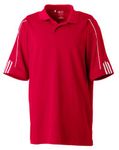adidas Climalite 3 Stripe Cuff Polo, 2XL, University Red/White
