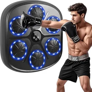 2025 Intelligent Music Boxing Machine for Adults,Black Music Workout Machine with Smart Display Screen Punching Machine, Electronic Boxing Trainer with Boxing Gloves, for Home Indoor and Gym Exercise