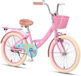 Glerc Maggie Grils Bike, 20 Inch Kids Bicycle for 7-13 Years Old Chlidren, Princess Styles Kids Bikes with Rack & Basket & Kickstand, Pink