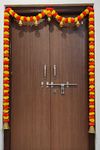 CRAFONIC Ready to Hang Premium Marigold Genda Flowers Garland Toran - Temple Door Hangings for Home Office Functional Decor - Diwali Ganpati Pooja Decorations