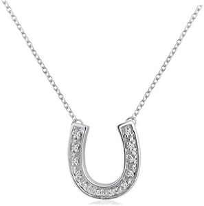 Sterling Silver and Diamond Horseshoe Necklace (1/10ct tw 16 inches)