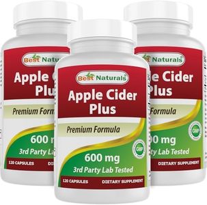 Best Naturals Apple Cider Vinegar Plus 600 Mg 120 Capsules - Vinegar Capsules for Healthier Digestion, Cleanse Body Naturally (Pack of 3)