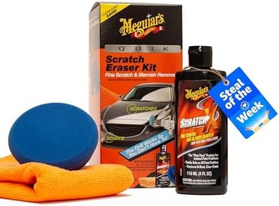 Meguiar's Quik Kit de gommes anti-rayures pour voiture qui élimine les imperfections, comprend Meguiar's ScratchX, tampon monté sur perceuse, serviette en microfibre