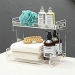 Bathroom Vanity Countertop Organiser Storage Shelf 2-Tier Makeup Organiser Counter Vanity Tray, Clear Acrylic, for Bathroom Bedroom Dresser Kitchen