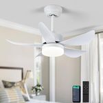 RHEAFON Ceiling Fans with Lights and Remote, 30 Inch Dimmable LED Ceiling Fan,Reversible,6 Speeds & Timer Ultra-Quiet,White Smart Ceiling Fan for Bedroom Kitchen Dining Room Patio