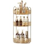 360° Rotating Makeup Organizer, Large-Capacity Skincare Make Up Storage 3 Tier Perfume Organizers Cosmetic Dresser Organizer with Makeup Brush Holder, Fits Bedroom, Bathroom, Vanity Shelf Countertop