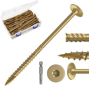 Goowoobee 150pcs Gold Star Drive Wood Screws Heavy-Duty Outdoor Deck Screws Reusable Structural Screws for Timber/Log/Landscaping Wood with Storage Bucket and T30 Bit (#14X6in)