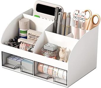 ROMINVIC Organisateur de Bureau,Rangement de Bureau Multifonctionnel,Porte-Stylo Peu Encombran pour l'École, Bureau et Salle de Classe Blanc