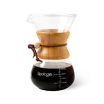 Sipologie Chemex Pour Over Drip Coffee Maker: Stainless Steel Filter, 600ml Capacity - Premium Heat Resistant Borosilicate Glass for Flavourful Coffee - Perfect for 3 Cups