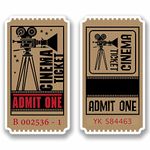 2 x 10cm Retro Cinema Ticket Vinyl Stickers Decals Laptop Movie Lover Fun #9810 (5.5cm Wide x 10cm Tall)