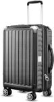 LUGGEX Carry On Luggage for Airplanes - Expandable Polycarbonate Hard Shell Suitcase with TSA Lock (Black, 20 Inch)